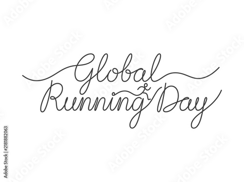 Global Running Day Celebration With Minimalist Calligraphy And Runner Icon