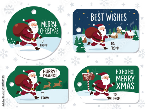 Festive Santa Claus Holiday Gift Tags And Christmas Greetings Collection