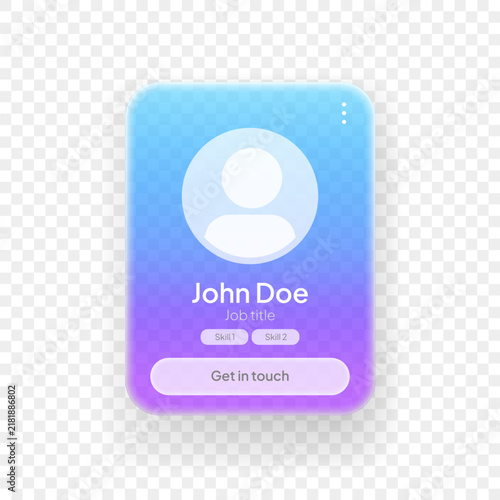 Modern Gradient User Profile Ui Card, PNG Ready, Vector Illustration