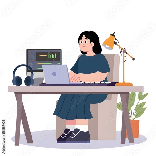 woman working on computer