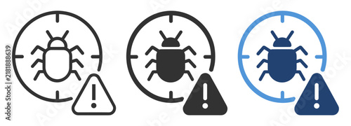 Bug Alert Icon Set for Software Debugging