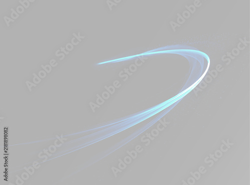 Flowing electric blue light lines forming a wide graceful curve filled with speed and energy