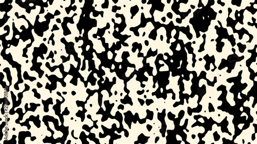A high-contrast abstract texture featuring flowing, amoeba-like black shapes on a cream-colored background.