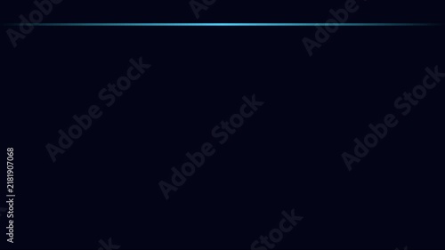 Abstract blue light beam glowing horizontal line on dark animation 4k background