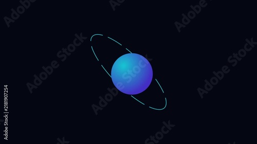 Abstract blue planet with orbiting rings motion for science and technology concepts animation 4k