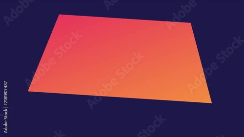 Abstract 3 d motion with red to orange gradient plane rotating on dark blue animation 4k background, motion gradient