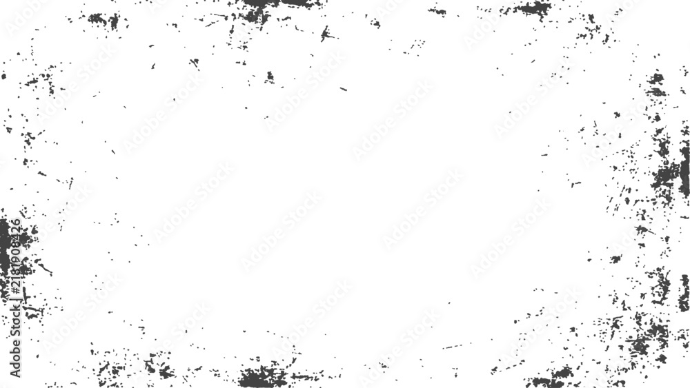 Fototapeta premium Grungy textured border overlay with speckled distressed edges against a clean white background