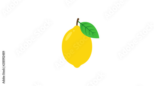 Yellow Lemon with Leaf Vector Illustration