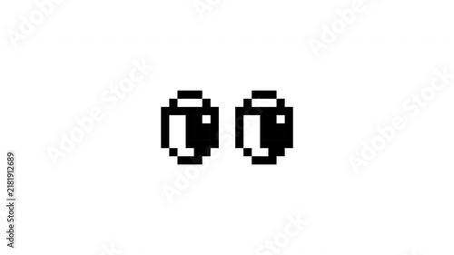 Pixel blinking eyes animation. Pixelated eyes icon in retro style for 8 bit arcade game. 4K footage with transparent background