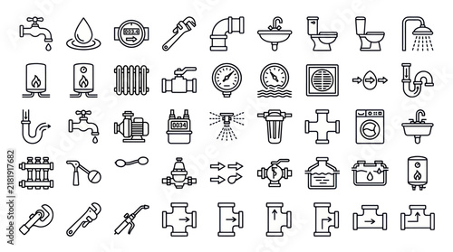 Plumbing and HVAC Icon Set