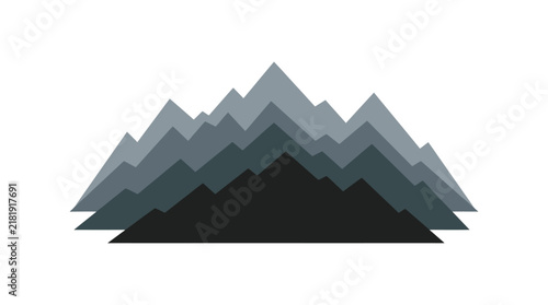 Minimalist Layered Mountain Range Vector Illustration