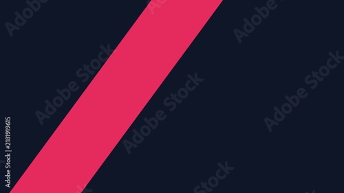Minimalist abstract animation 4k background, with diagonal pink, stripe moving across, dark blue surface