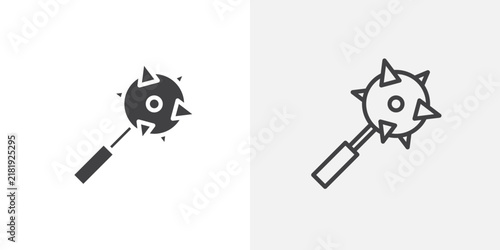 Fotografie Mace icon flat outline in black