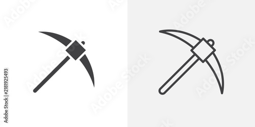 Foto Pick axe icon flat outline in black
