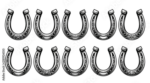 Elegant Black Horseshoe Graphic Pattern with Intricate Braided Design for Branding and Creative Projects