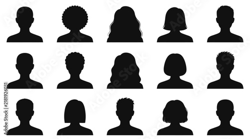 Minimalist Silhouette Faces Grid - Modern Abstract People Icons for Design Projects