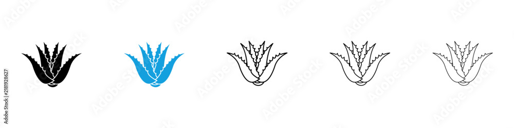 Obraz premium Aloe vera icon flat outline in black