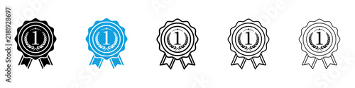 Foto Badge icon flat outline in black