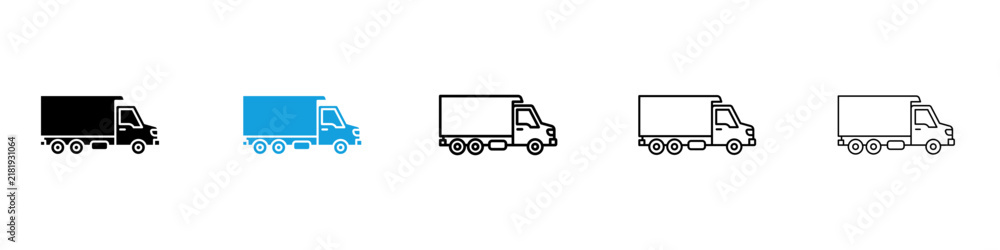 Fototapeta premium Truck icon flat outline in black