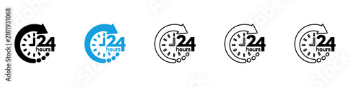 Foto Twenty four hours icon flat outline in black