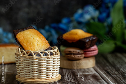 Tasty desserts in brown muffin liners. Dessert