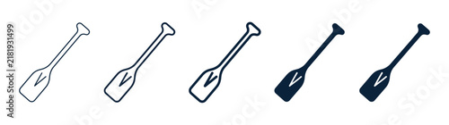 Oar Paddles Icons Set Outline Solid Simple Design Vector