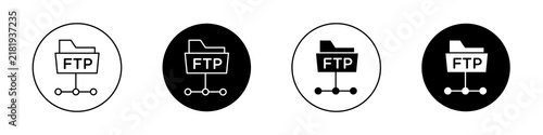 Foto FTP icon flat outline in black