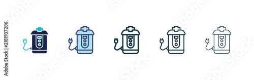 Foto Garbage disposal icon flat outline in black