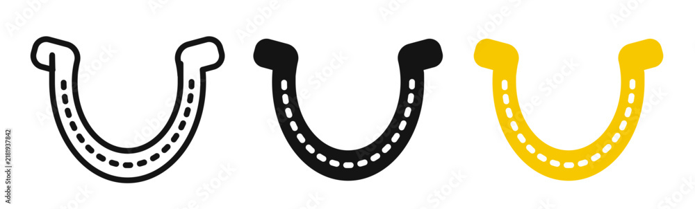 Fototapeta premium Horseshoe icon flat outline in black