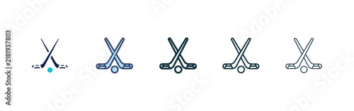 Photography Hockey sticks icon flat outline in black