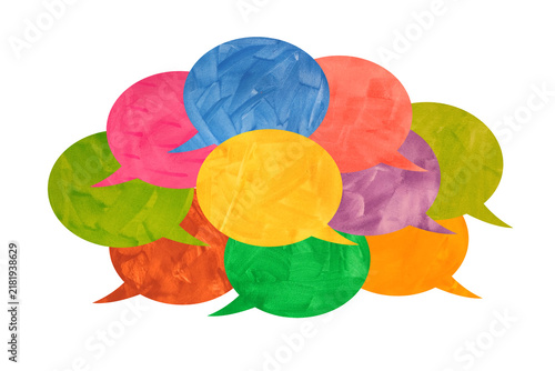 Multi colored Watercolor speech bubbles on white background