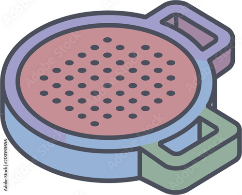 Isometric waffle maker with pastel colors and a perforated cooking