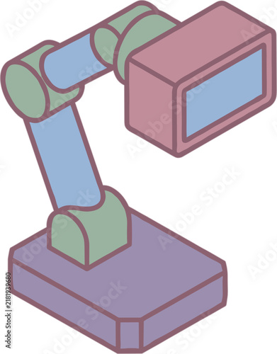 Robotic arm with touchscreen display, industrial automation
