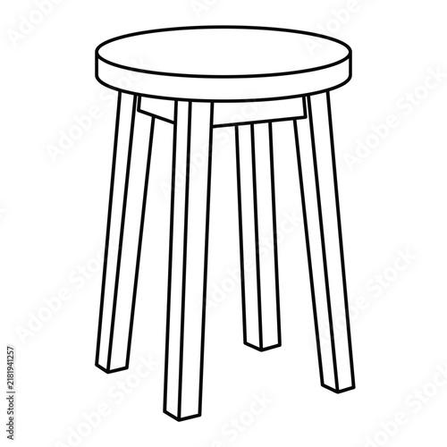 Minimalist Wooden Stool Flat Vector Illustration.eps