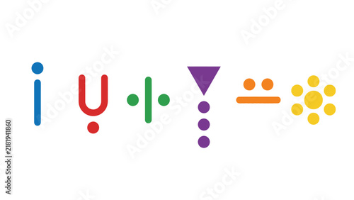 Vibrant vector tilak symbol set with colorful geometric Hindu forehead mark icons on isolated white background, concept for traditional Indian spiritual culture, ideal for religious festival graphics.