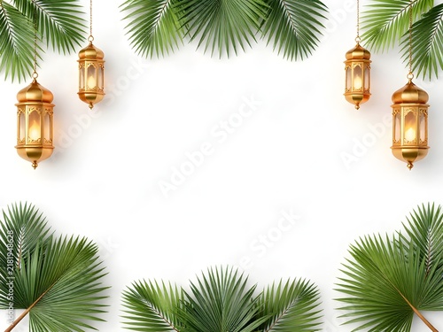 Ramadan Lanterns with Tropical Palm Leaves