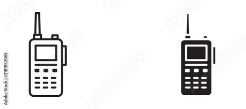 Walkie talkie icon flat outline in black