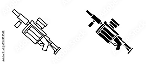 Quadro su tela Grenade Launcher icon flat outline in black