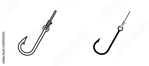 Fishing Hook icon flat outline in black