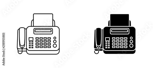 Foto Fax machine icon flat outline in black