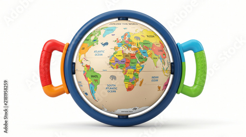 Colorful globe toy with rolling world map for educational play