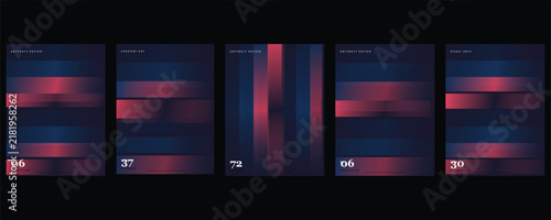Abstract Gradients Background. Collection of blurred neon lines texture. Navy blue and magenta horizontal stripes. Futuristic vector backdrop. Creative digital design templates.