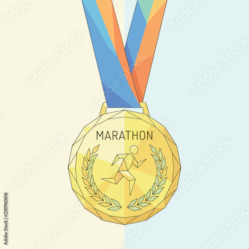 Gold Marathon Medal Awarded To Champion Runner Victory Symbol