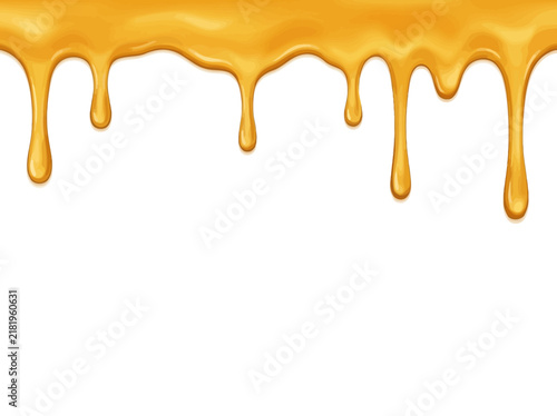 Golden Honey Drips Cascading Down A White Canvas