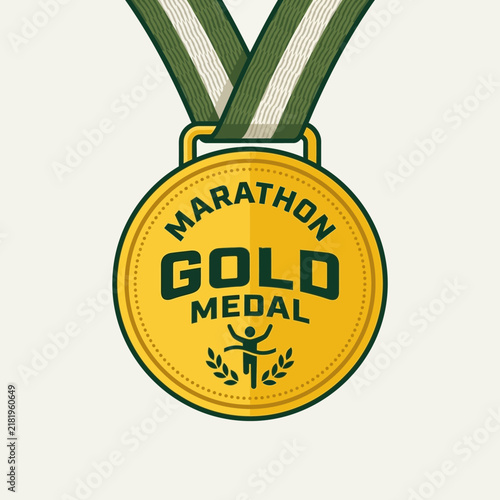 Golden Marathon Achievement Award With Green Ribbon