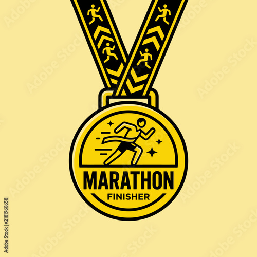Golden Marathon Finisher Medal Award For Athletic Achievement And Victory