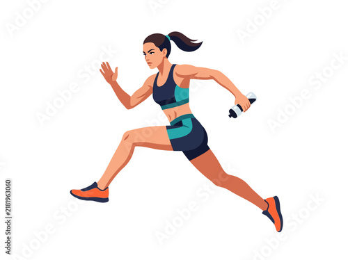Energetic Female Runner In Motion Achieving Fitness Goals