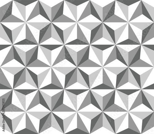 Geometrical stars seamless pattern. Tile 3D effect background.