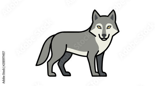 Gray wolf flat vector icon