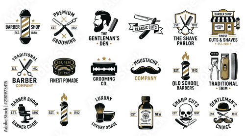 Vintage barber shop logo designs.